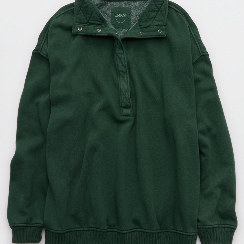 Aerie Forest Green Snap Pullover